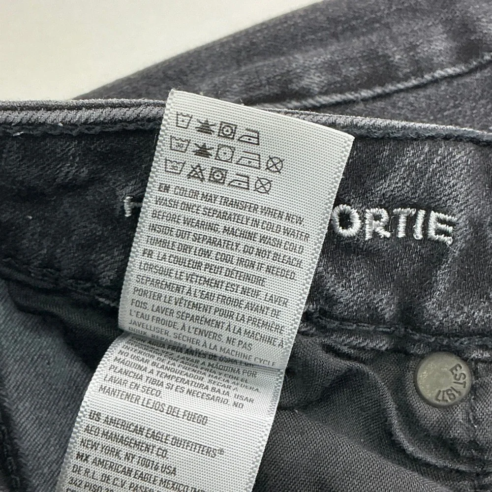 American Eagle Black Denim Hi-Rise Shortie Shorts Women 10 Super Stretch 360